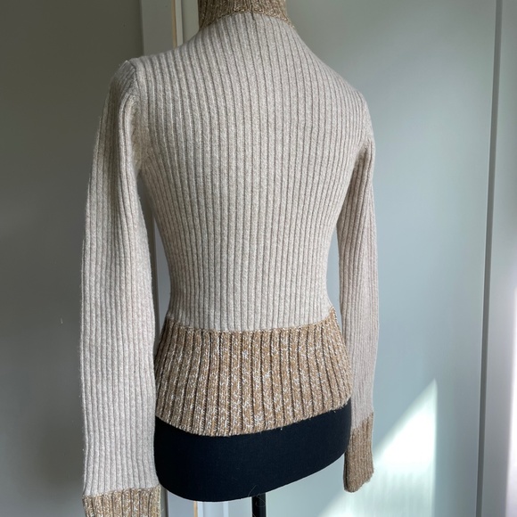 Dex Long Sleeve High Neck Zip Front Sweater Cream - Picture 10 of 11